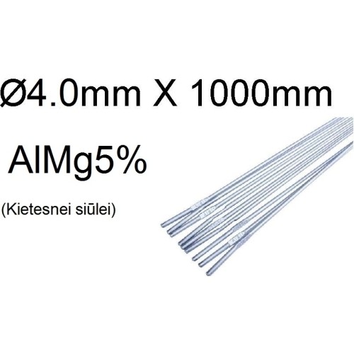 TIG vielos strypai AlMg5% Alunox (Ø4.0mm X 1000mm) 10.0kg