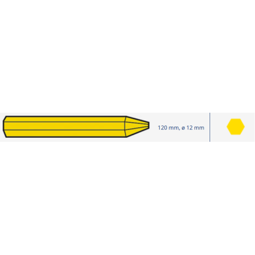 Kreidelė be etiketės, universalios, padangų žymėjimui, Ø12mm, 120mm - Yellow