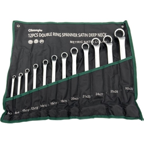Double ended double deep offset ring spanner set 12pcs (6-32mm)