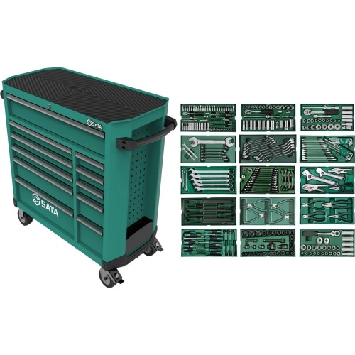 Roller cabinet 11 drawers PRO with tool set trays, 300pcs