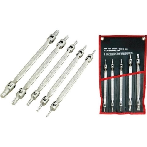 Double flexi-head TORX wrench set 5pcs.