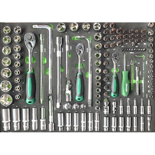 1/4" + 3/8" + 1/2" Dr. Socket wrench set 127pcs. Tray