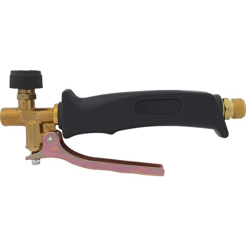 Handle with valve and lever for roofing torch