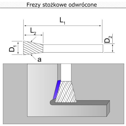 Apversta kūginė freza N121206