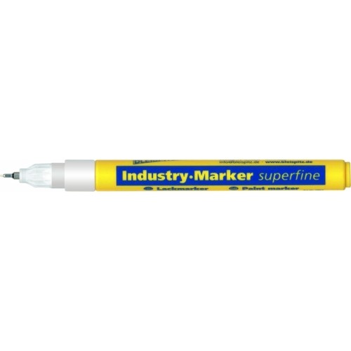 Markeris, pramoninis, itin plonas 0.8mm, 3ml, 1vnt - White