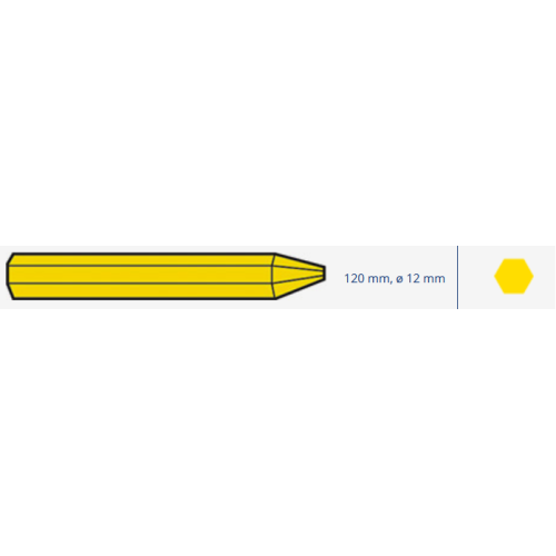 Kreidelė be etiketės Ø12mm, 120mm - Geltona