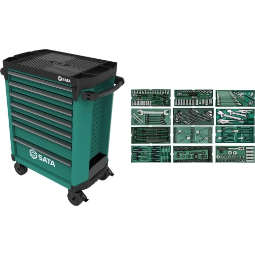 Roller cabinet with tool set trays, 246pcs.