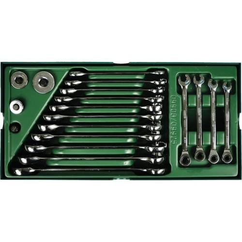 Tray. Ratcheting combination wrench set  19pcs.