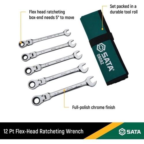 Flex head gear wrench set 5pcs. (10-14)