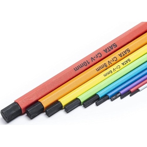 L-tipo šešiakampių prailgintų, apvalia galvute raktų rinkinys (spalvoti)(1.5-10mm)