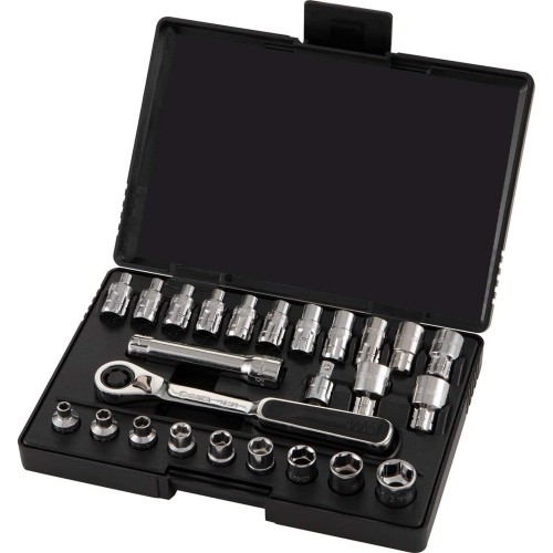 1/4" Dr. Ratchet pass-thru socket set 25pcs (metric & S.A.E)