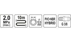 Hybrid air hose with external threads 3/8" (Ø12.5x17mm) 10m