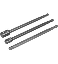 1/4" + 3/8" + 1/2" Dr. Drill socket long adapter set 3pcs.