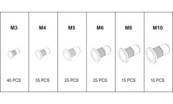 Steel nut rivets M3-M10, 150pcs