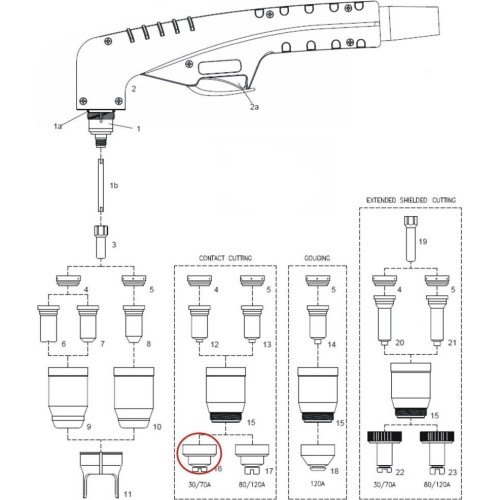 Plazminis antgalis 30-80A Plazma