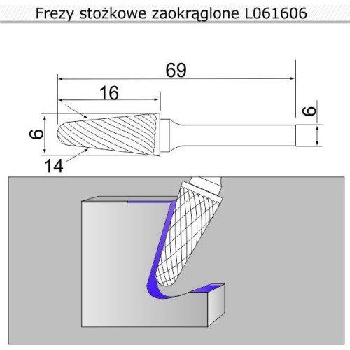 Rounded conical cutter (L) - 6