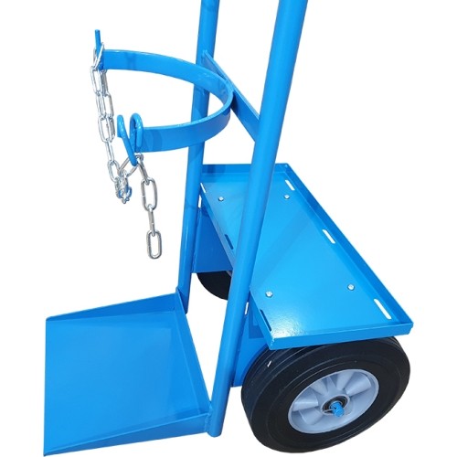 Single cylinder gas cylinder cart with shelf