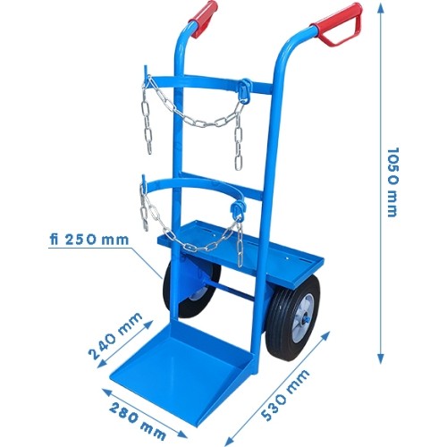 Single cylinder gas cylinder cart with shelf