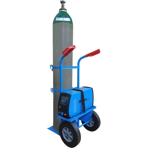 Single cylinder gas cylinder cart with shelf