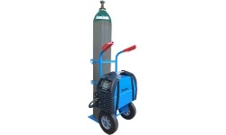 Single cylinder gas cylinder cart with shelf