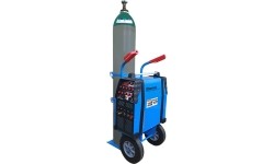 Single cylinder gas cylinder cart with shelf