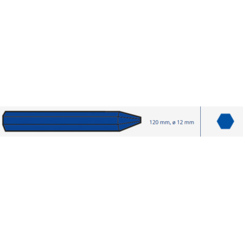 Kreidelė be etiketės, universalios, padangų žymėjimui, Ø12mm, 120mm - Blue