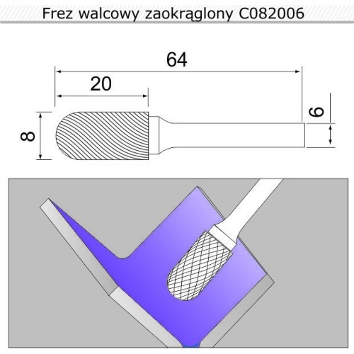 Rounded cylindrical cutter (C) - 8