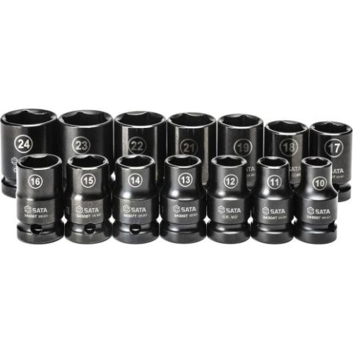 1/2" Dr. Impact socket set thin wall 14pcs (10-24mm)
