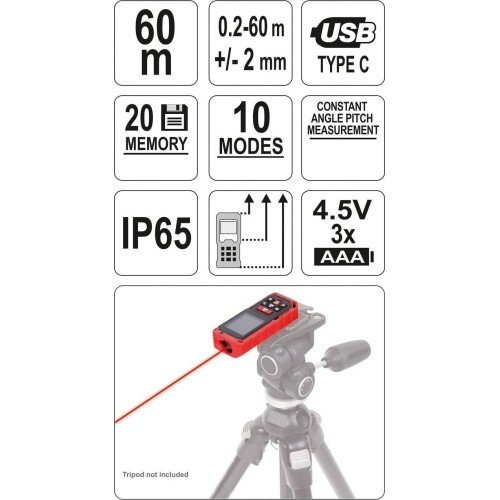 Laser distance meter 0.2-60m