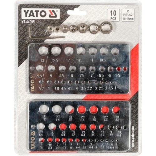 Skylių šablonas/ gręžimo gylio ribotuvas 10vnt. (1.0-13.0mm)