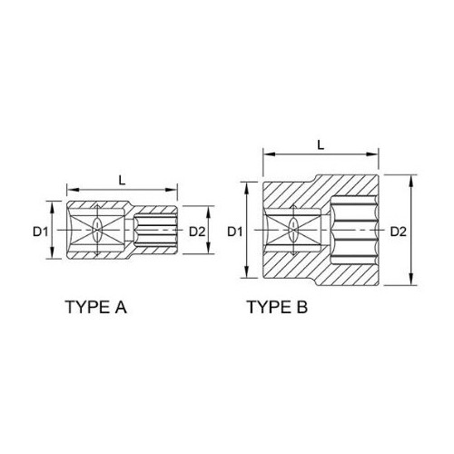 Galvutė Toptul BAEB1632 12-kampų 1/2" 32 mm 