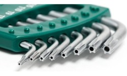 L-tipo šešiakampių TORX prailgintų raktų rinkinys 8vnt. (T6-T25) su kiauryme