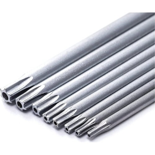 L-tipo šešiakampių TORX prailgintų raktų rinkinys 8vnt. (T6-T25) su kiauryme