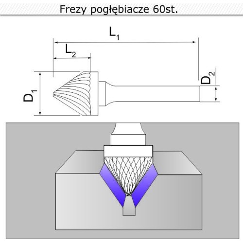 Įgilinimo frezos 60° J121106