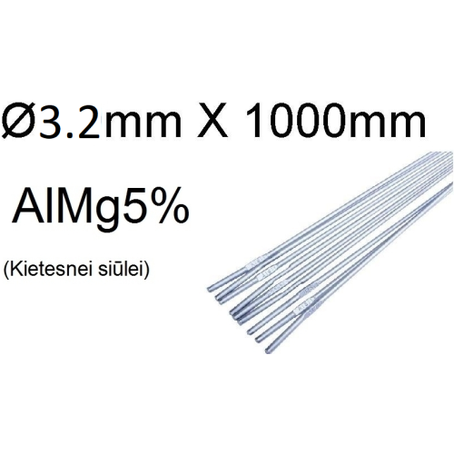 TIG vielos strypai AlMg5% 5356 (Ø3.2mm X 1000mm) 5kg