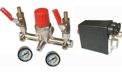 Reguliatorius kompresoriui BM tipo su slėgio jungikliu ir manometrais. Atsarginė dalis