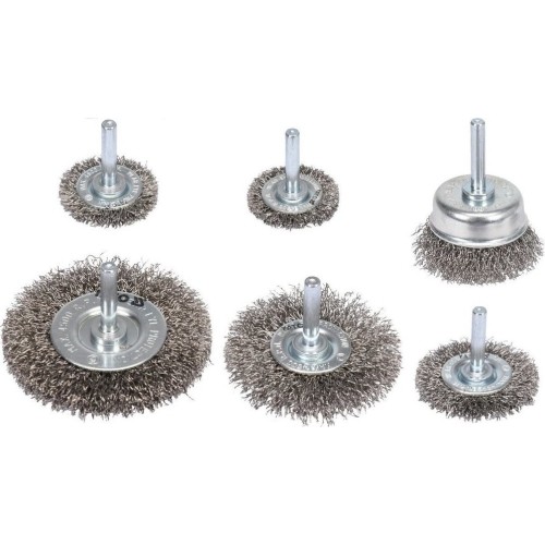 Wire brush with shank set 6pcs INOX