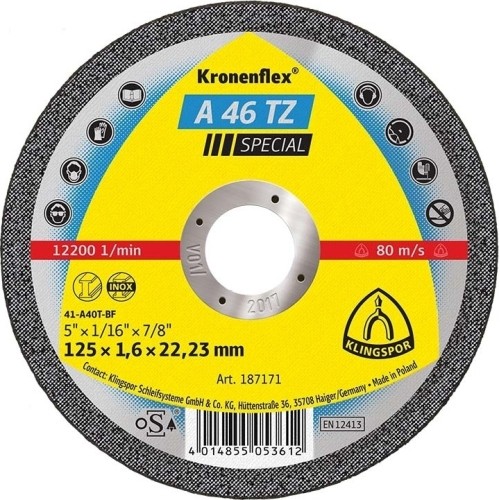 Cutting wheel Special A46TZ 125x1.6 mm KLINGSPOR