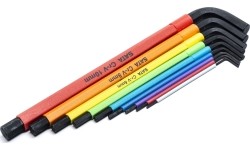 L-tipo šešiakampių vidutinių, raktų rinkinys 9vnt. (spalvoti)(1.5-10mm)