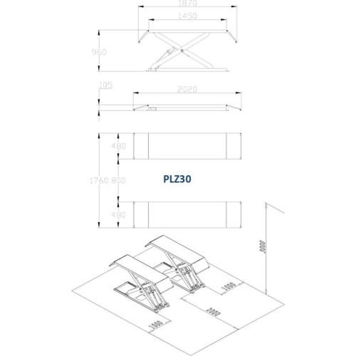 Scissor hydraulic lift, 3.0t