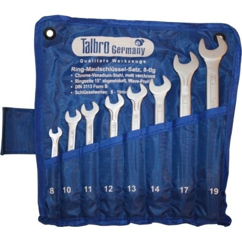 Combination ring and open end spanner offset set 8pcs. (8-19)