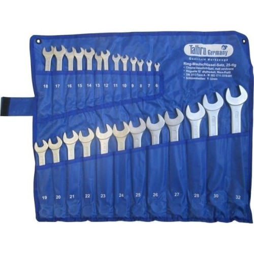 Combination ring and open end spanner set 25pcs. (6-32)