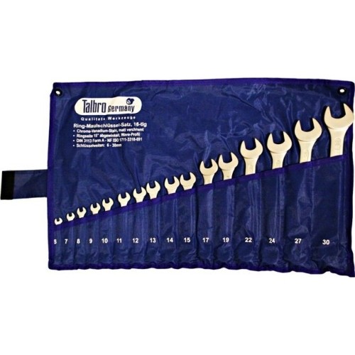 Combination ring and open end spanner set 16pcs. (6-30)