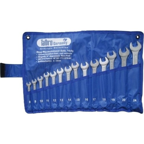 Combination ring and open end spanner set 14pcs. (8-24)