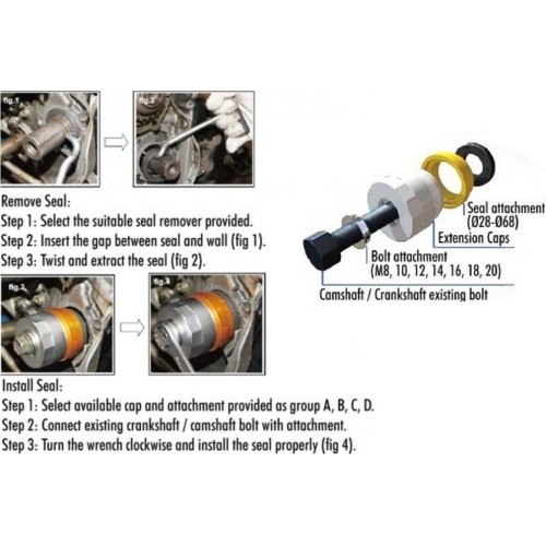Master crank seal remover / installer kit 27pcs