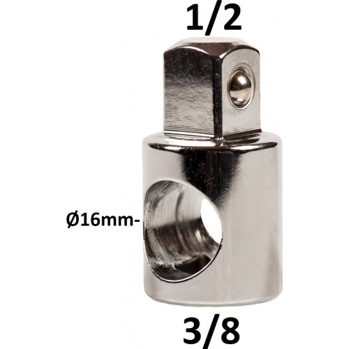 Dr. 3-way adapter 3/8" - 1/2"