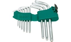 L-tipo šešiakampių TORX trumpų raktų rinkinys 9vnt. (T10-T50) su kiauryme