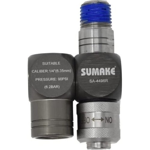 Pneumatinė jungtis 1/4 (iš.s./vid.s.) pasukama 360° su reguliatoriumi