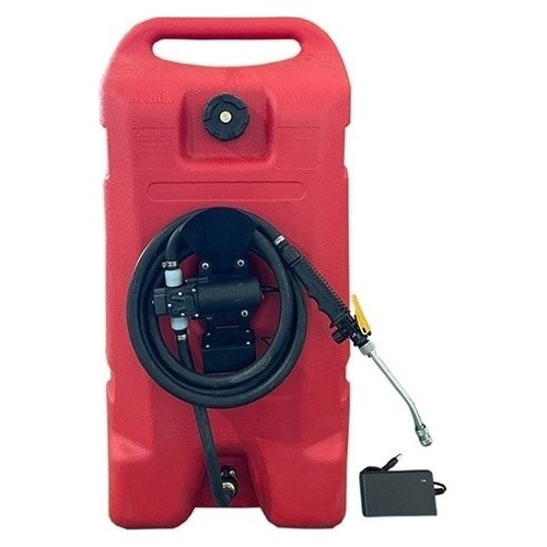 Portable fuel caddy 53L DTK53 with pump 12V battery/230V (with hose, nozzle)