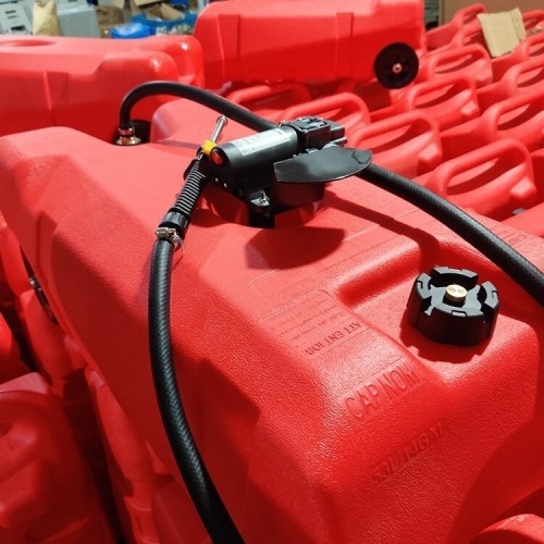 Portable fuel caddy 53L DTK53 with pump 12V battery/230V (with hose, nozzle)